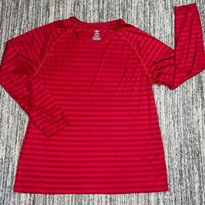 Crane Men’s Size XL Red Fit Chest Long Sleeve Activewear T-Shirt Stripes‎